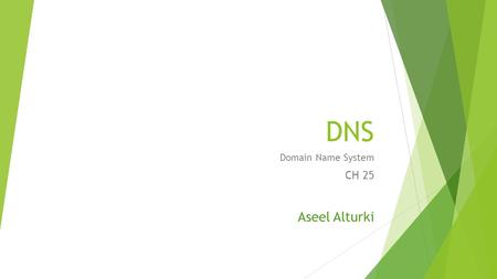 Domain Name System CH 25 Aseel Alturki