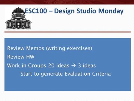 ESC100 – Design Studio Monday