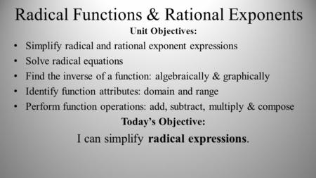 Radical Functions & Rational Exponents