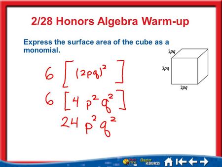 2/28 Honors Algebra Warm-up