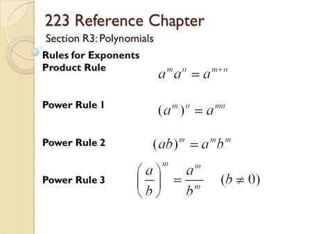 Section R3: Polynomials