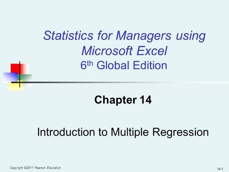 Chapter 14 Introduction to Multiple Regression