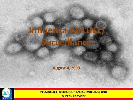 PROVINCIAL EPIDEMIOLOGY AND SURVEILLANCE UNIT QUEZON PROVINCE Influenza A(H1N1) Surveillance August 4, 2009.