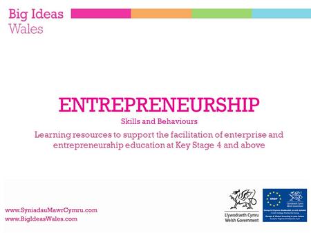 Learning resources to support the facilitation of enterprise and entrepreneurship education at Key Stage 4 and above ENTREPRENEURSHIP Skills and Behaviours.