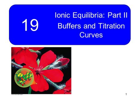 1 19 Ionic Equilibria: Part II Buffers and Titration Curves.
