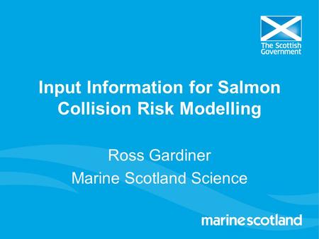 Input Information for Salmon Collision Risk Modelling Ross Gardiner Marine Scotland Science.