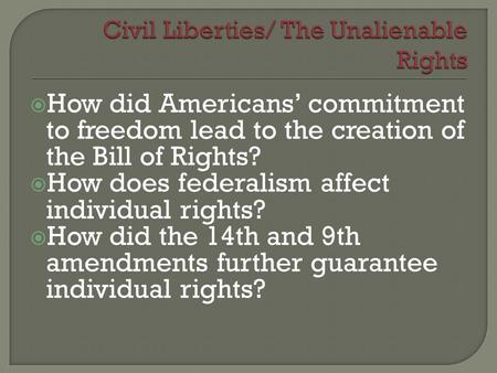 Civil Liberties/ The Unalienable Rights