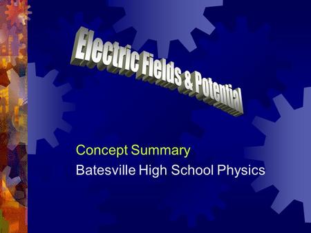 Concept Summary Batesville High School Physics. Electric Fields  An electric charge creates a disturbance in the space around it - an electric field.