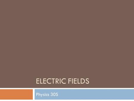ELECTRIC FIELDS Physics 30S. Outcomes  S3P-4-14: Define the electric field qualitatively as the region of space around a charge where a positive test.