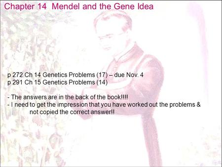 Chapter 14 Mendel and the Gene Idea