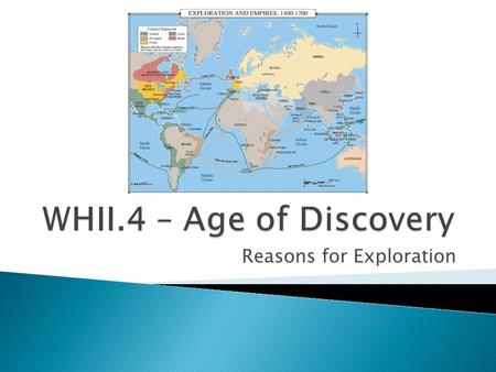 Reasons for Exploration.  What are some reasons people move?  How much of the world do you think Europeans knew about in the 1500s?  What are some.