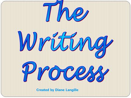 Created by Diane Langille. Prewriting Drafting Revising Editing Presenting.