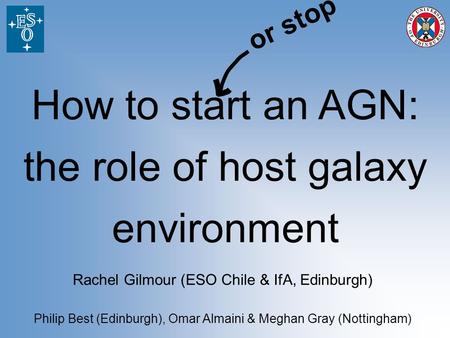 How to start an AGN: the role of host galaxy environment Rachel Gilmour (ESO Chile & IfA, Edinburgh) Philip Best (Edinburgh), Omar Almaini & Meghan Gray.