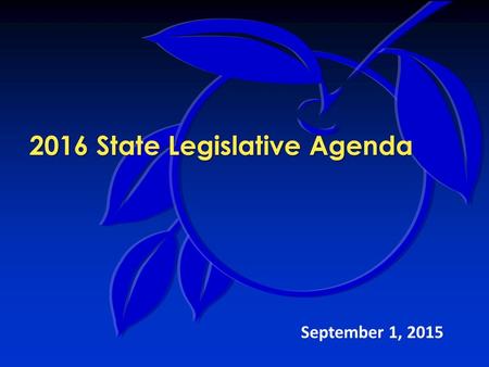 2016 State Legislative Agenda September 1, 2015. 2016 Legislative Agenda Legislative Team Mission:  Identify proposals that impact the county’s provision.