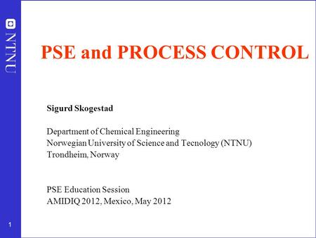 PSE and PROCESS CONTROL