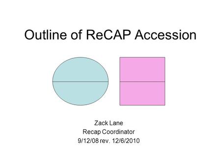 Outline of ReCAP Accession Zack Lane Recap Coordinator 9/12/08 rev. 12/6/2010.