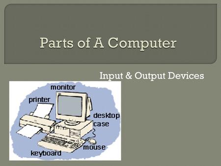 Input & Output Devices.  If It stands tall – “tower”  If it lays flat – “desktop”