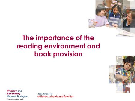 The importance of the reading environment and book provision.