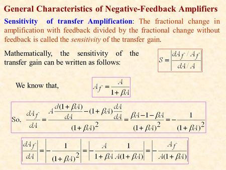 General Characteristics of Negative-Feedback Amplifiers
