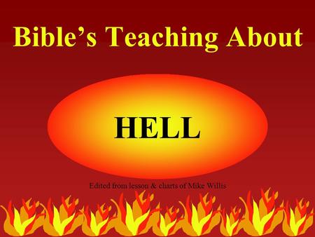 Bible’s Teaching About HELL Edited from lesson & charts of Mike Willis.
