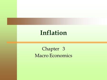 Inflation Chapter 3 Macro Economics. 2 Chapter #3 Overview Inflation 1.Meaning and concept of Inflation 2.Kinds of Inflation 3.Causes of Inflation 4.Inflation.
