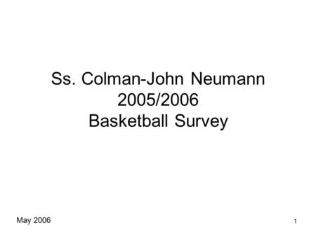 1 Ss. Colman-John Neumann 2005/2006 Basketball Survey May 2006.