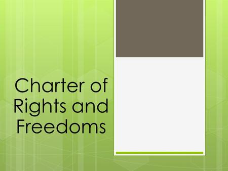 Charter of Rights and Freedoms. How does the Charter of Rights protect an individual?
