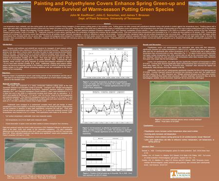 Abstract: Low temperature injury, winterkill, and slow spring green-up are common problems facing managers of warm-season putting greens in the transition.