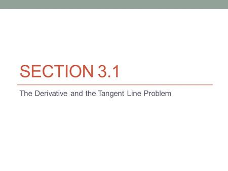 SECTION 3.1 The Derivative and the Tangent Line Problem.