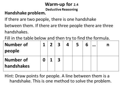 Warm-up for 2.4 Deductive Reasoning