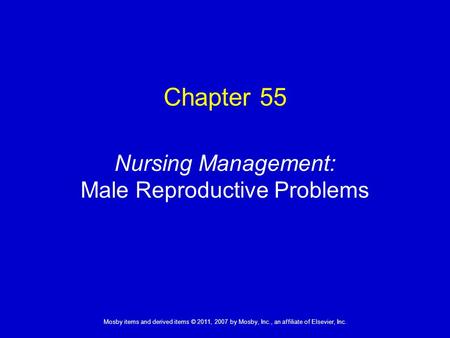 Nursing Management: Male Reproductive Problems