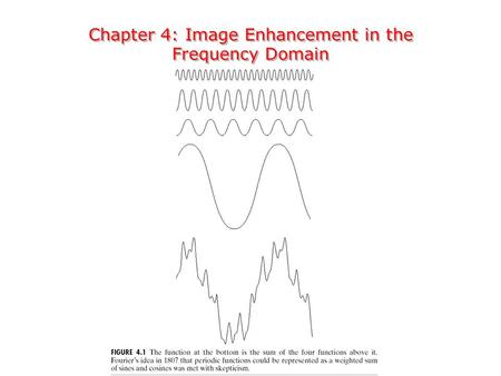 Chapter 4: Image Enhancement in the Frequency Domain Chapter 4: Image Enhancement in the Frequency Domain.