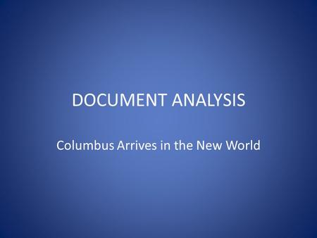 Columbus Arrives in the New World