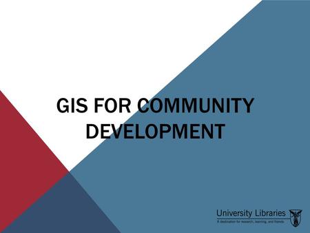 GIS FOR COMMUNITY DEVELOPMENT. WHAT DOES GIS STAND FOR? Hardware and Software Data Mapping Standards GIS Savvy Users GIS G eographic I nformation S ystems.