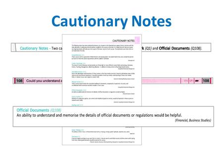 Cautionary Notes. Degree course suggestions within each top area.