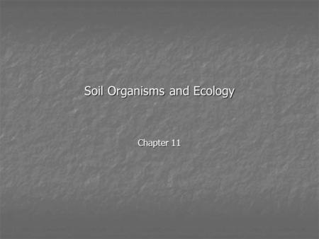 Soil Organisms and Ecology Chapter 11. Table 11.1.