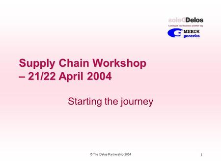 1 © The Delos Partnership 2004 Supply Chain Workshop – 21/22 April 2004 Starting the journey.