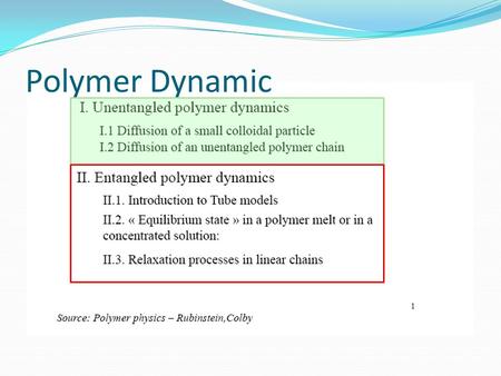 Polymer Dynamic.