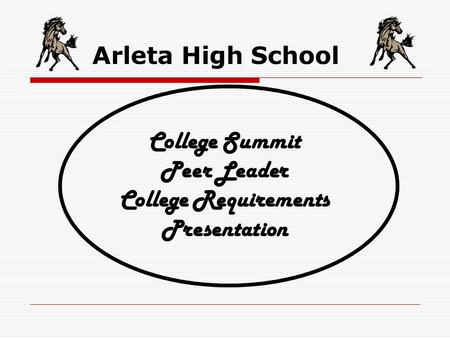Arleta High School College Summit Peer Leader College Requirements Presentation.