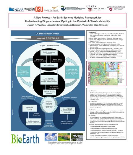 A New Project -- An Earth Systems Modeling Framework for Understanding Biogeochemical Cycling in the Context of Climate Variability Joseph K. Vaughan,