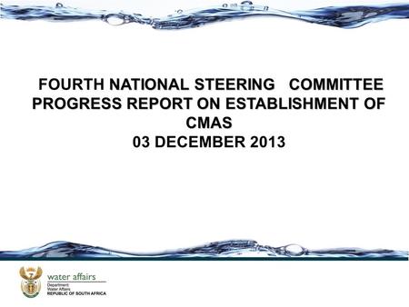 NATIONAL STEERING COMMITTEE FOURTH NATIONAL STEERING COMMITTEE PROGRESS REPORT ON ESTABLISHMENT OF CMAS 03 DECEMBER 2013.