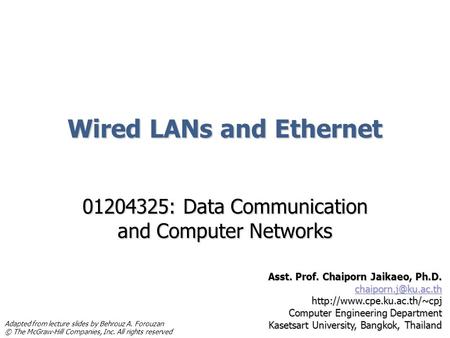 Wired LANs and Ethernet