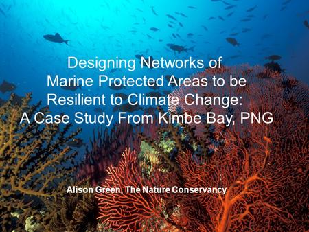 Designing Networks of Marine Protected Areas to be Resilient to Climate Change: A Case Study From Kimbe Bay, PNG Alison Green, The Nature Conservancy Photo: