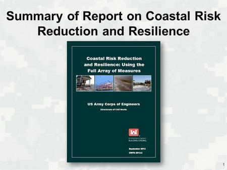 Summary of Report on Coastal Risk Reduction and Resilience 1.