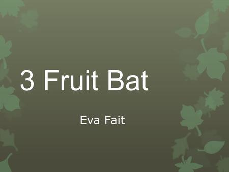 3 Fruit Bat Eva Fait. Introduction  10 years experience  Early Stage 1, Stage 1, Stage 2  Reading Recovery - 3 years  Literacy Support - 2 years.