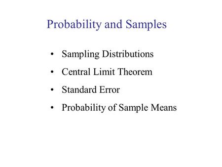 Probability and Samples