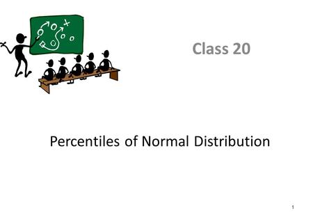1 Percentiles of Normal Distribution Class 20. 2 Class Objective After this class, you will be able to - Use z-score table to find the percentile of standard.