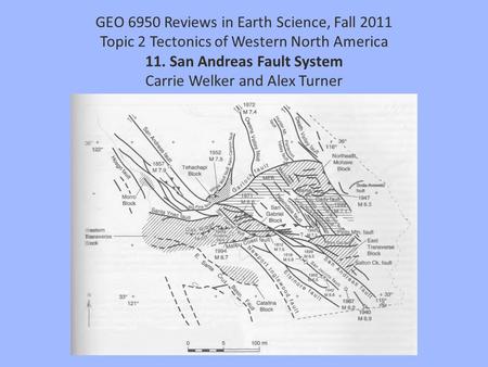 GEO 6950 Reviews in Earth Science, Fall 2011 Topic 2 Tectonics of Western North America 11. San Andreas Fault System Carrie Welker and Alex Turner.