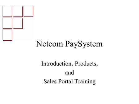 Netcom PaySystem Introduction, Products, and Sales Portal Training.