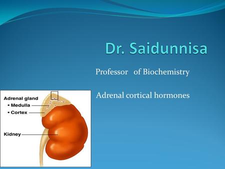 Professor of Biochemistry Adrenal cortical hormones